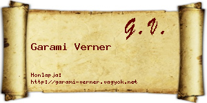 Garami Verner névjegykártya